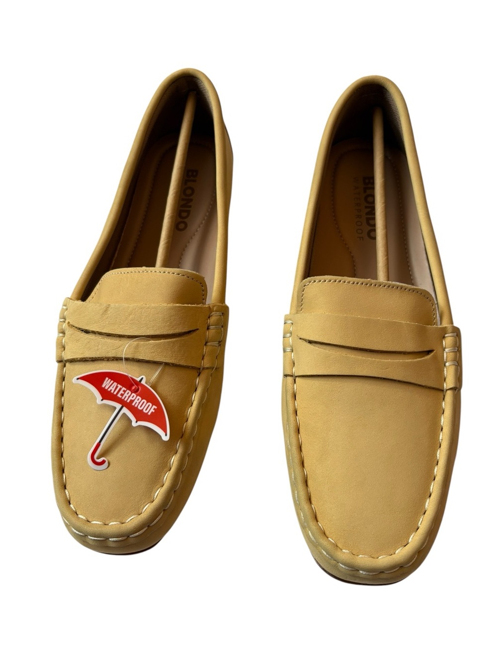 Blondo Waterproof Penny Loafers Yellow Leather Size 12 NIB